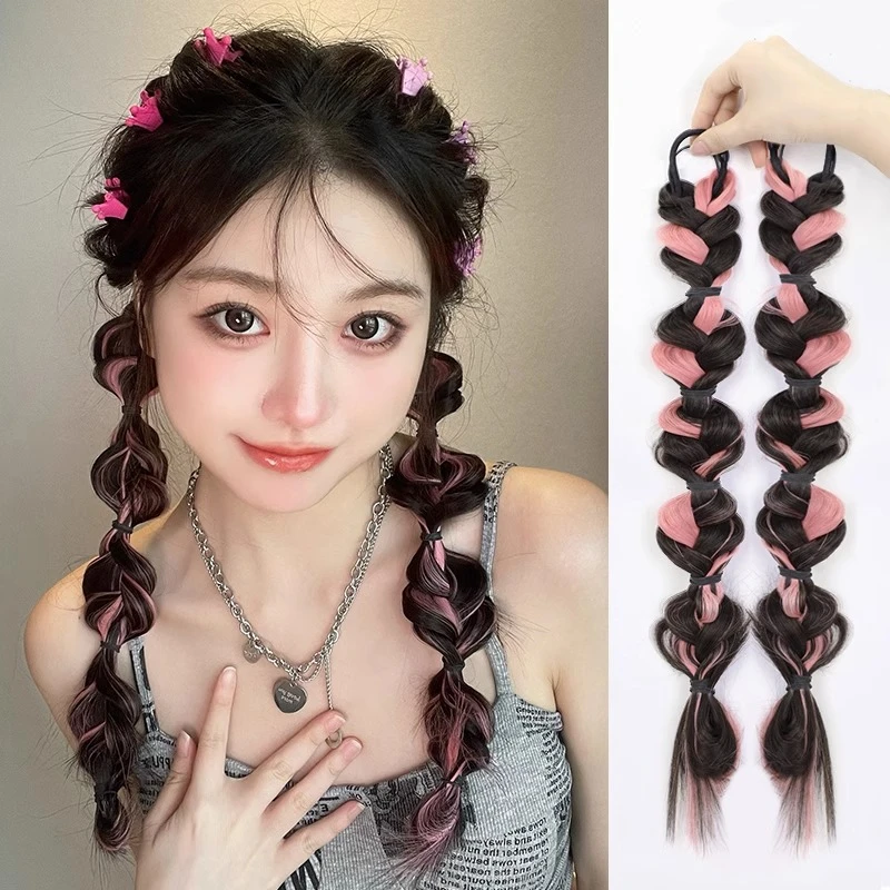 假发辫子挑染泡泡辫麻花辫高假辫子辣妹拳击辫彩色网红款假发