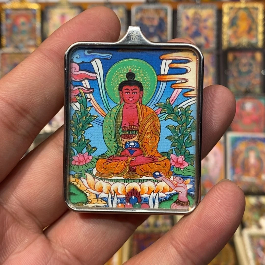 吊坠纯手绘唐卡阿弥