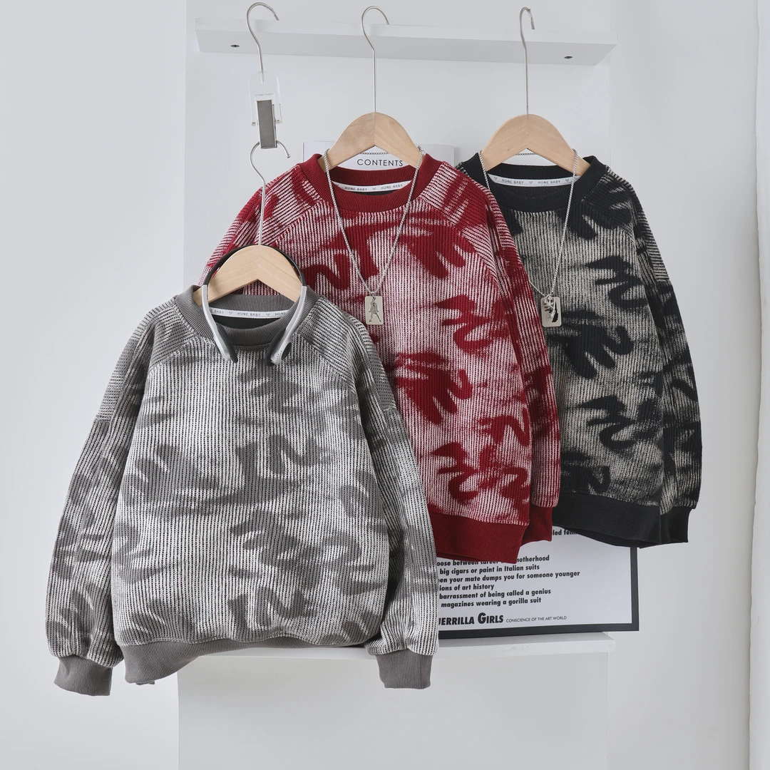 男童卫衣春秋款2025新款儿童扎染时髦上衣秋季卫衣中大童男孩上衣