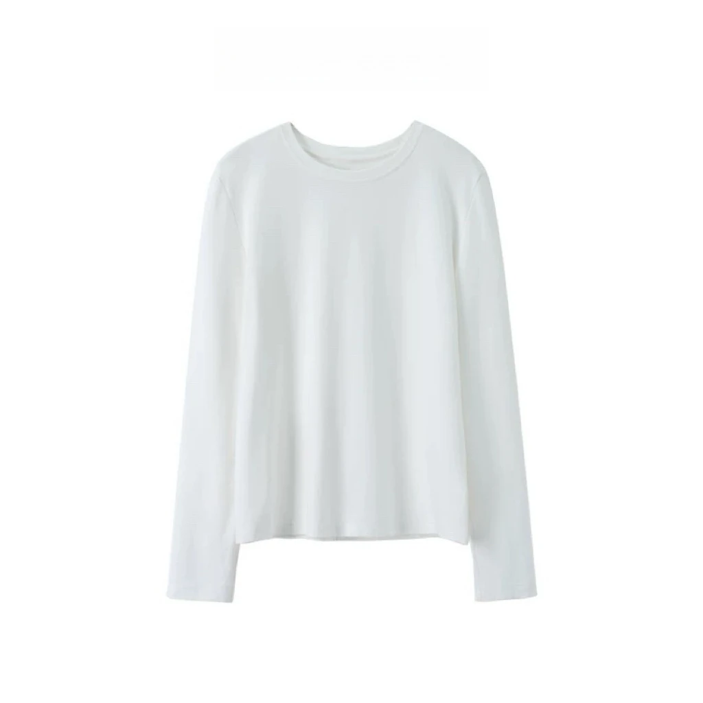 轻盈干爽汉麻棉长袖T圆领打底百搭通勤空气T恤2509