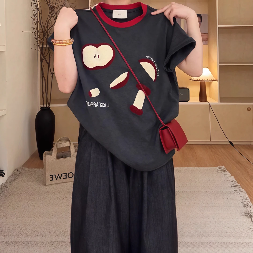 2025年夏装新款显瘦时尚大码女短袖胖妹妹韩版卡通减龄T恤女上衣