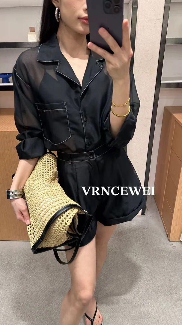 福秒- 高智风～撞色明线设计轻薄衬衫（657R0313#）VRNCEWEI