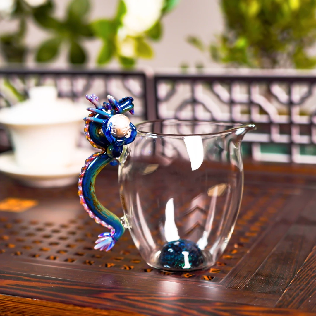 晶焱银珠龙玻璃公道杯全手工高硼硅耐热玻璃泡茶器茶具分茶器直播
