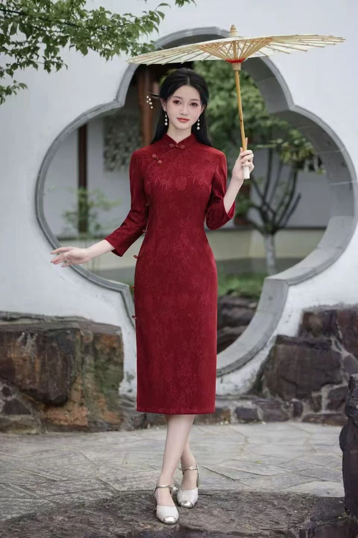 【良缘】新款日常百搭修身显瘦遮肉中国风复古小个子款旗袍衣长110