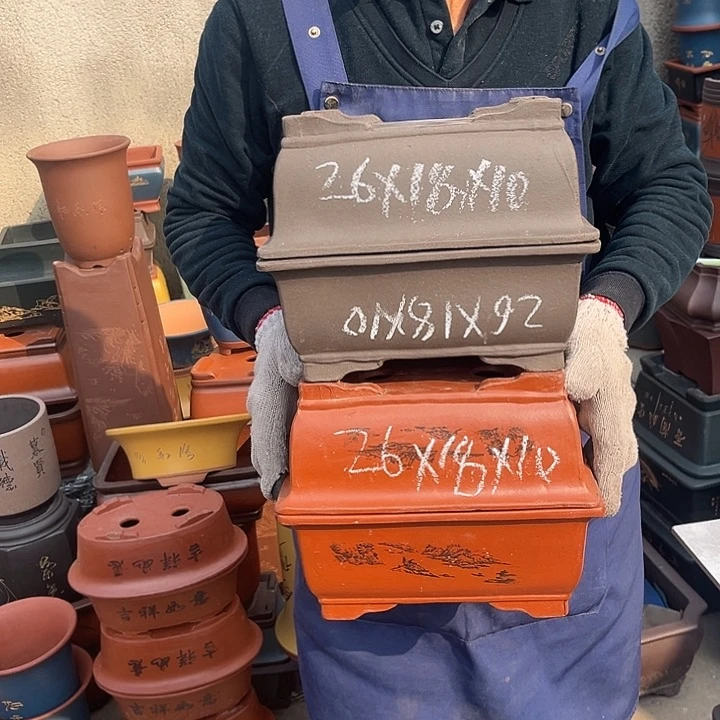 紫砂紫砂花盆和一条