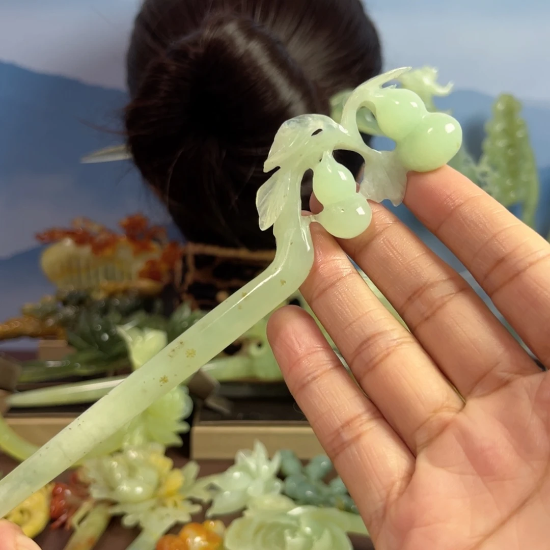 蛇纹石玉发饰合金