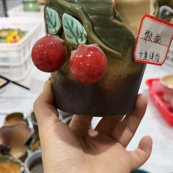 瓷片花盆多肉植物艺术品