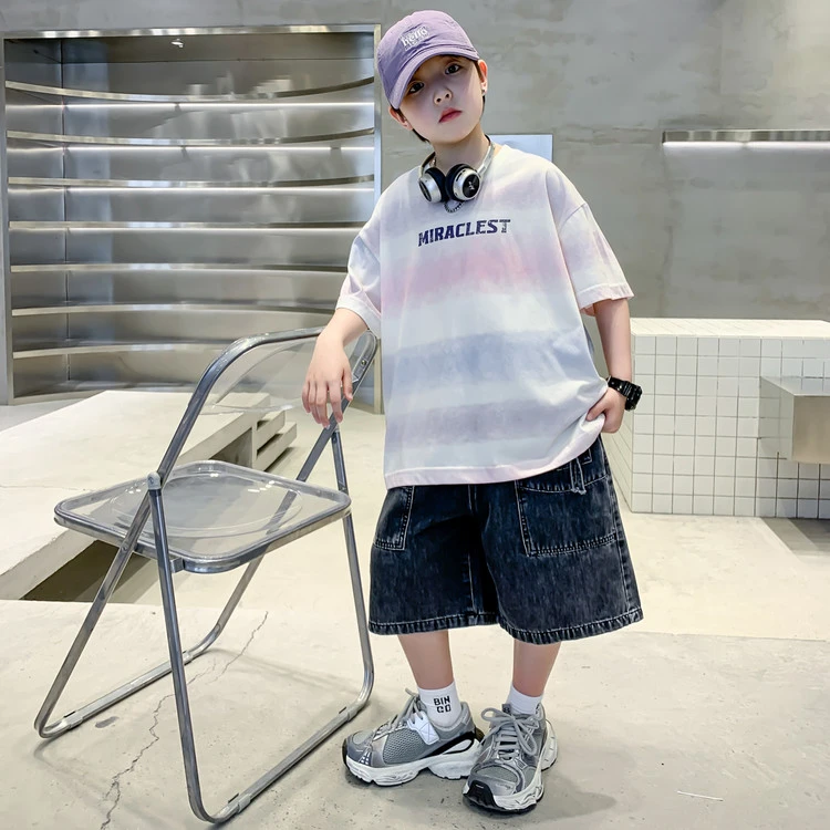 男童夏装套装2025新款洋气大童夏天男孩短袖儿童薄款夏季两件套潮