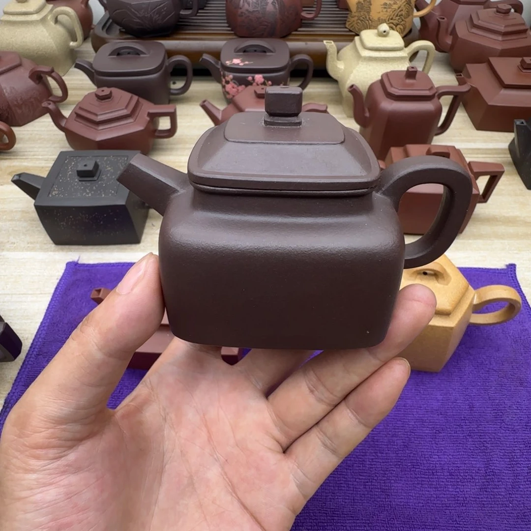 紫泥壶半手工。老紫泥。四方德钟150毫升