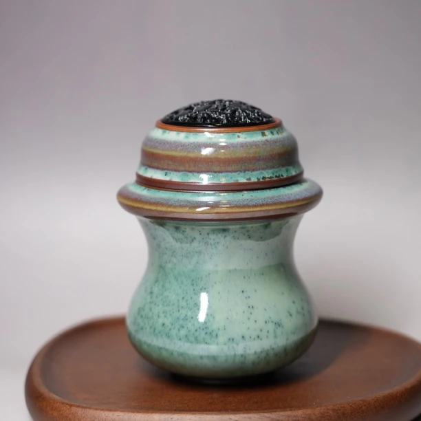 TIGER老虎出品·绿松石色·黑虫叫罐·保定墩器型·津门老虎款