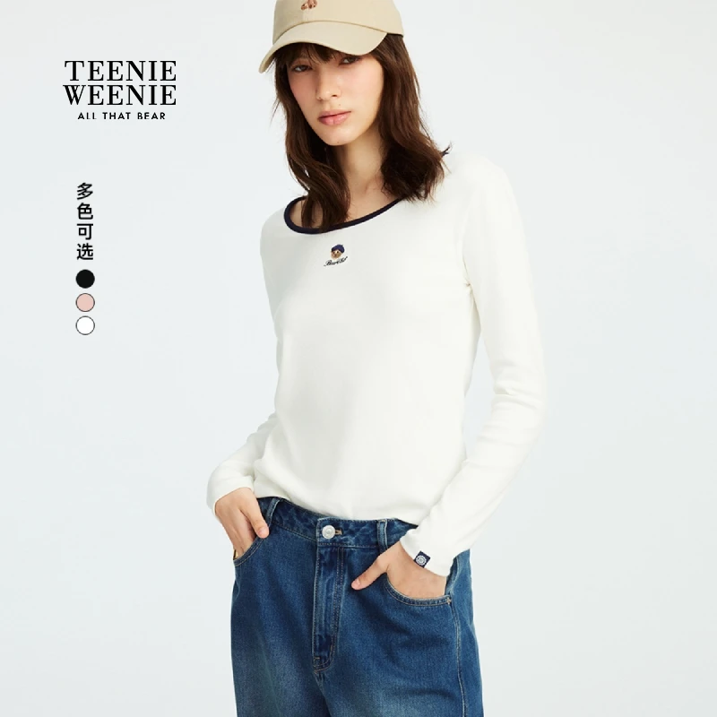 【达人专属】TeenieWeenie小熊女装T恤时尚气质圆领长袖TTLA257804P