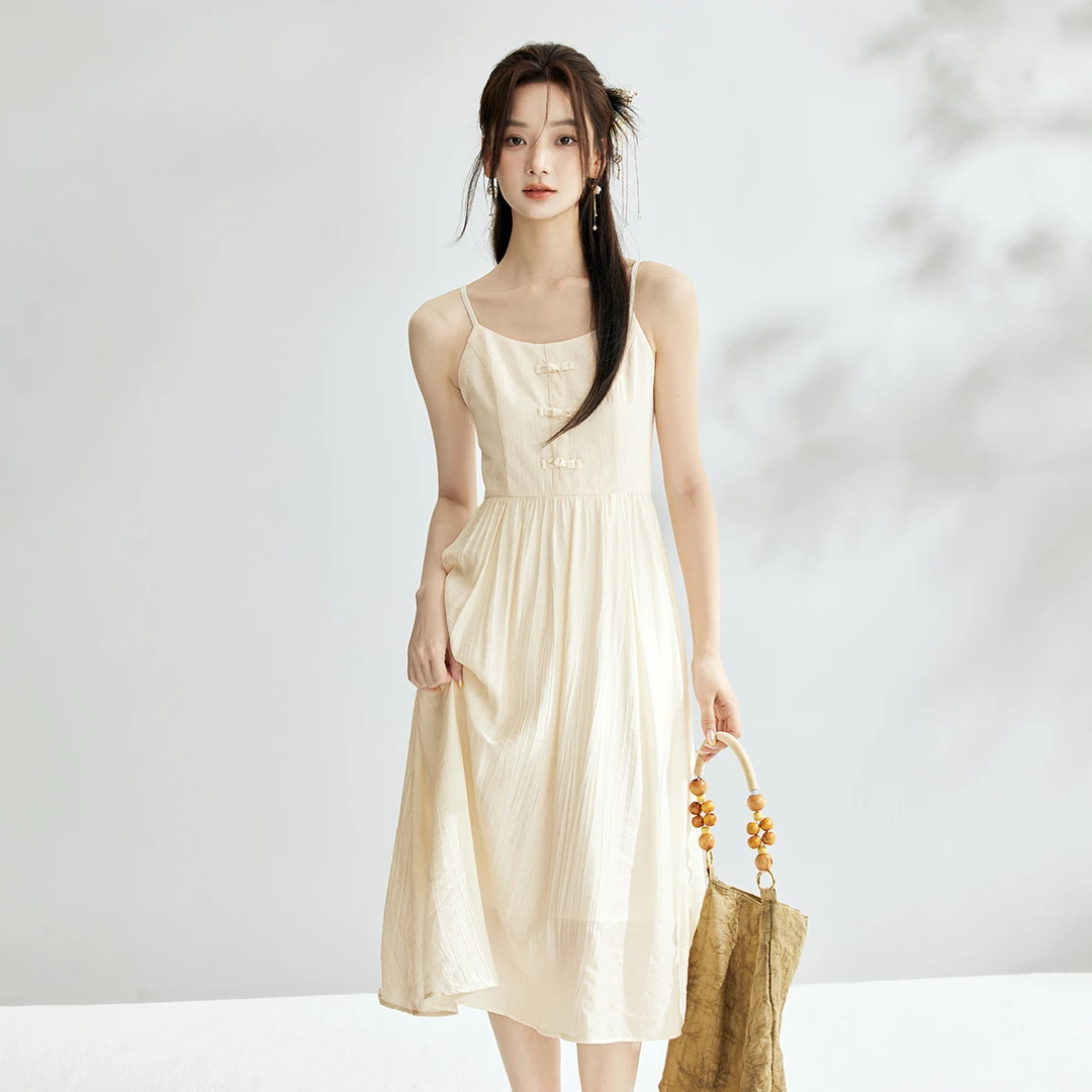 【月下花影】茵曼春秋新款女连衣裙吊带裙吊带背心气质子休闲