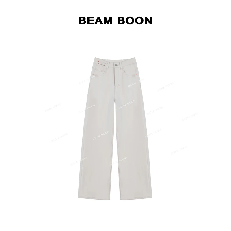 【白月光牛仔】暖冬大长腿！Mo*c四面弹加绒软糯显瘦阔腿牛仔裤大