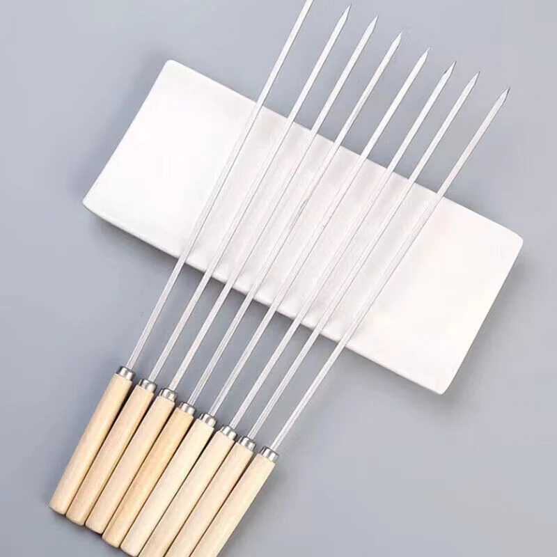 烧烤不锈钢烧烤签木柄烧烤签子羊肉串签子批发多功能烧烤配件