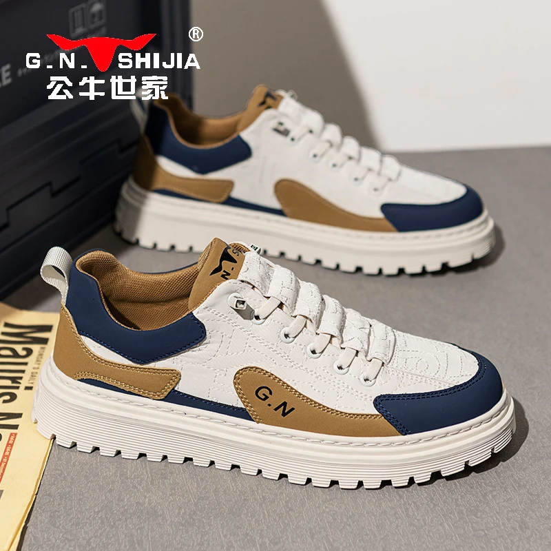 公牛世家日常工作时尚百搭上班潮鞋休闲板鞋男士秋季学生一脚蹬鞋