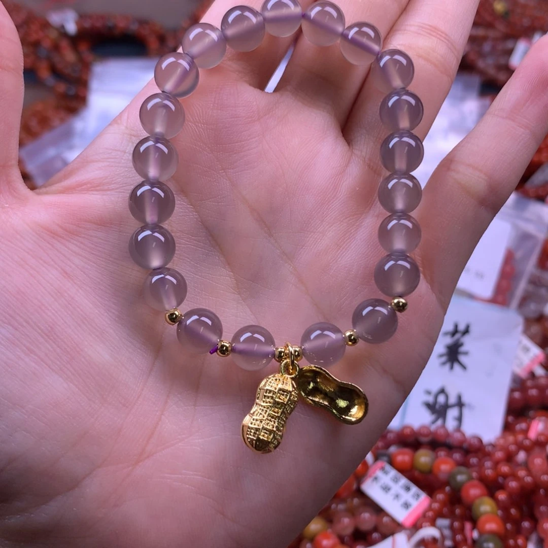 玛瑙/玉髓手链合金卡8巴西烟灰玛瑙