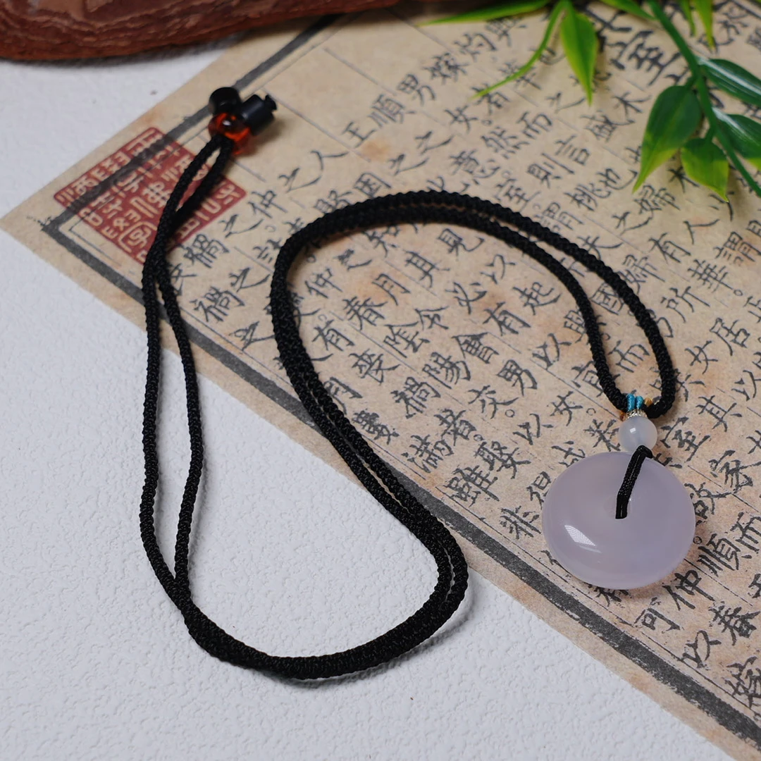 天然玛瑙淡紫平安扣吊坠