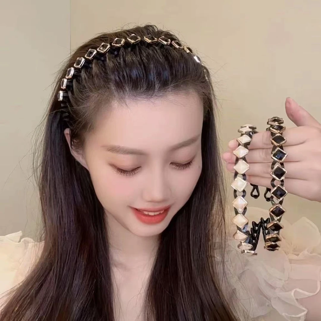 夏季碎发波浪小方面刘海整理发箍气质懒人一推成型头箍