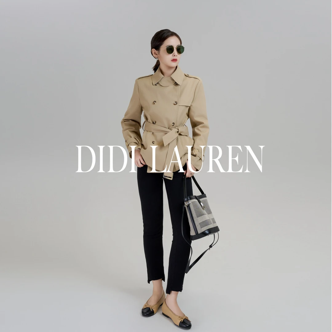 DIDI LAUREN“简色摩登”韩系高级感卡其色短款风衣