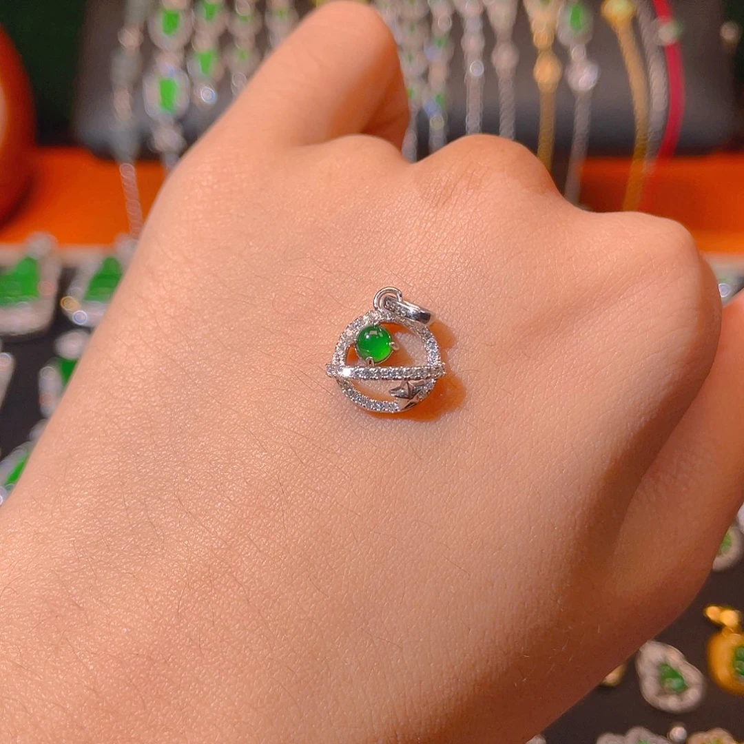 翡翠银S925镶嵌吊坠(不含链)