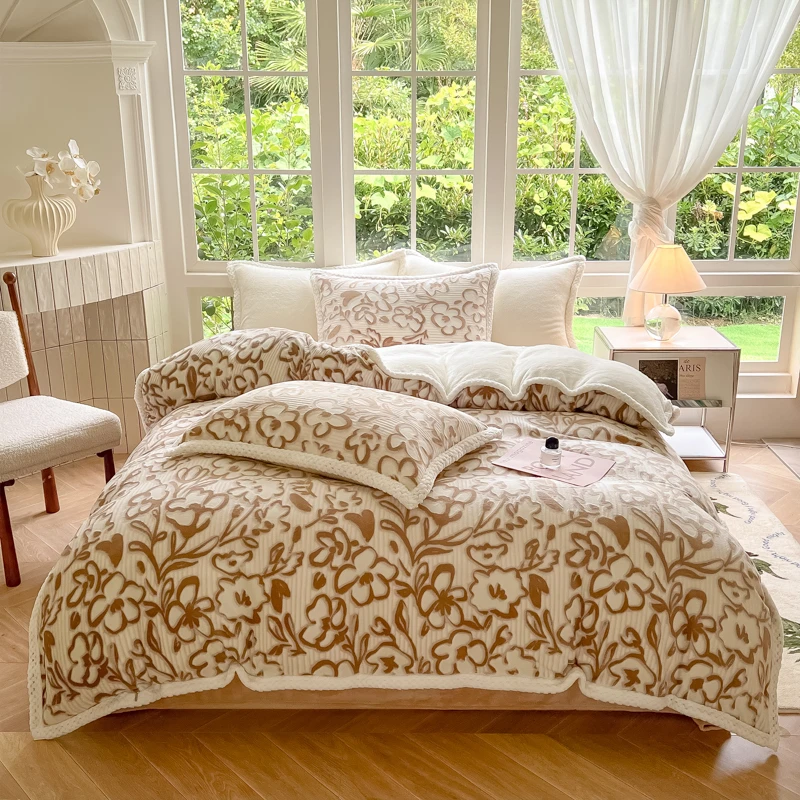 【朱丹专享】【南方生活】立体着色雕花绒包边工艺款四件套-YX100