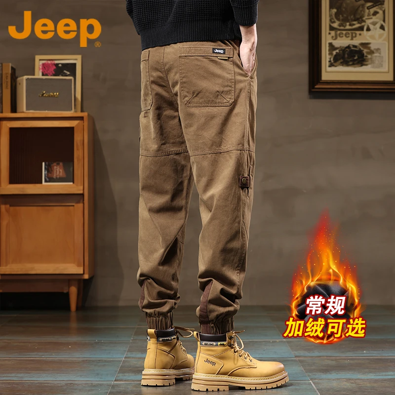 JEEP吉普纯棉美式工装裤男款2025年秋季新款宽松束脚男士休闲裤子