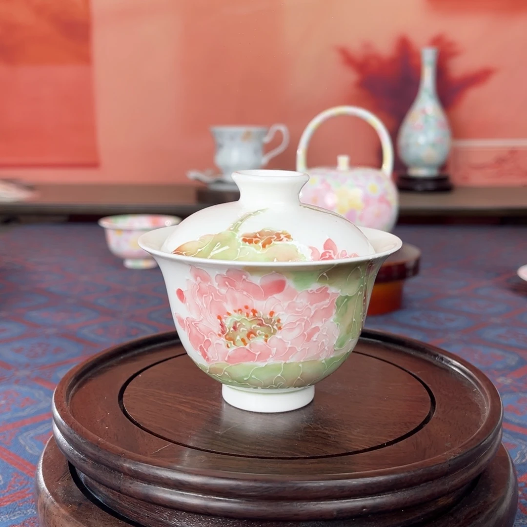 荷韵手绘二寸盖碗