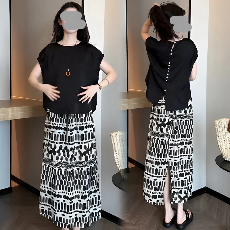 老钱风套装女夏季洋气显瘦短袖上衣高级感半身裙气质时髦两件套潮