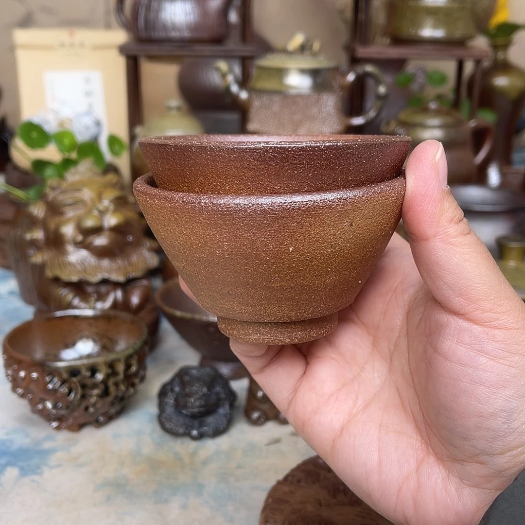 柴烧手作火山泥杯2个