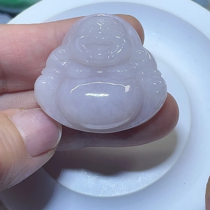 翡翠未镶嵌颈饰紫罗兰弥勒佛