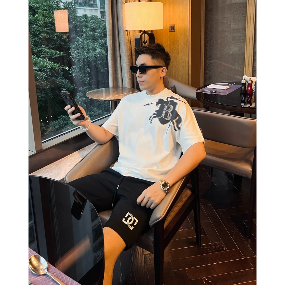 【盾牌战马】夏日清爽一片剪裁植绒液氨棉短袖T恤男士休闲夏季K369
