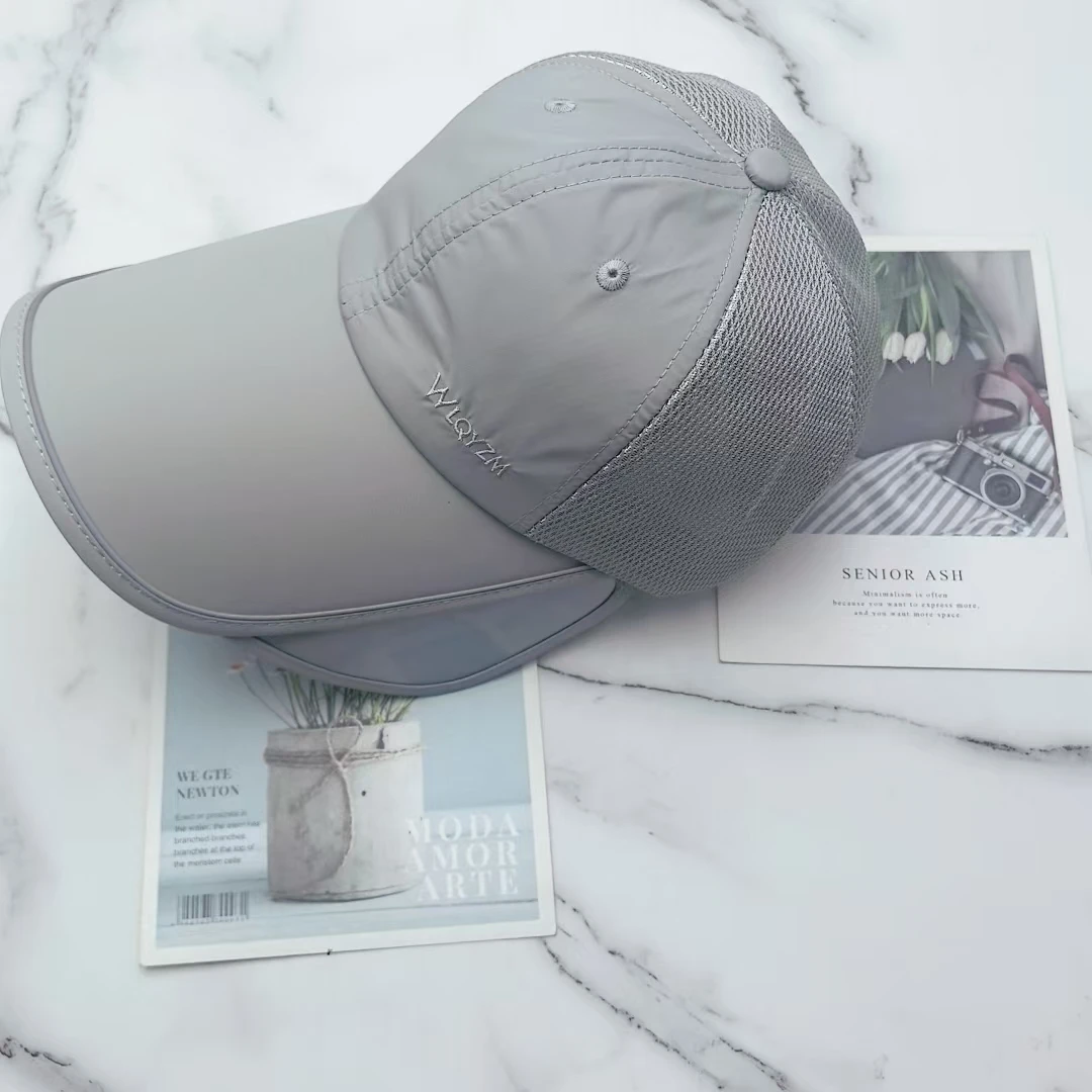 防晒棒球帽子女夏薄款速干遮阳鸭舌帽可伸缩大帽檐遮全脸太阳帽