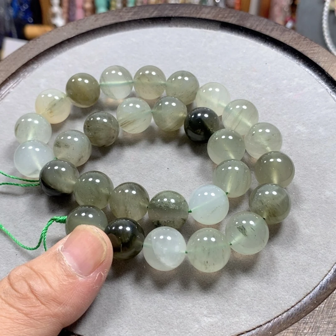 玛瑙/玉髓合金珠宝半成品天然云雾水晶一条卡14mm