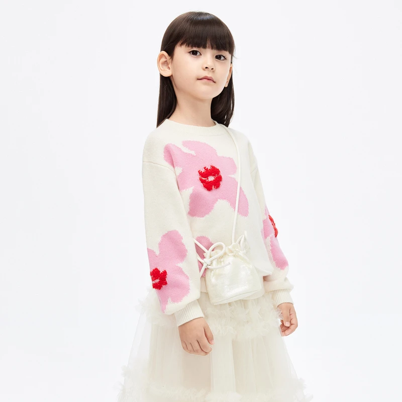 littlemoco童装24春装新款女童亲子装套头毛衫毛衣#KBD1SWTT01