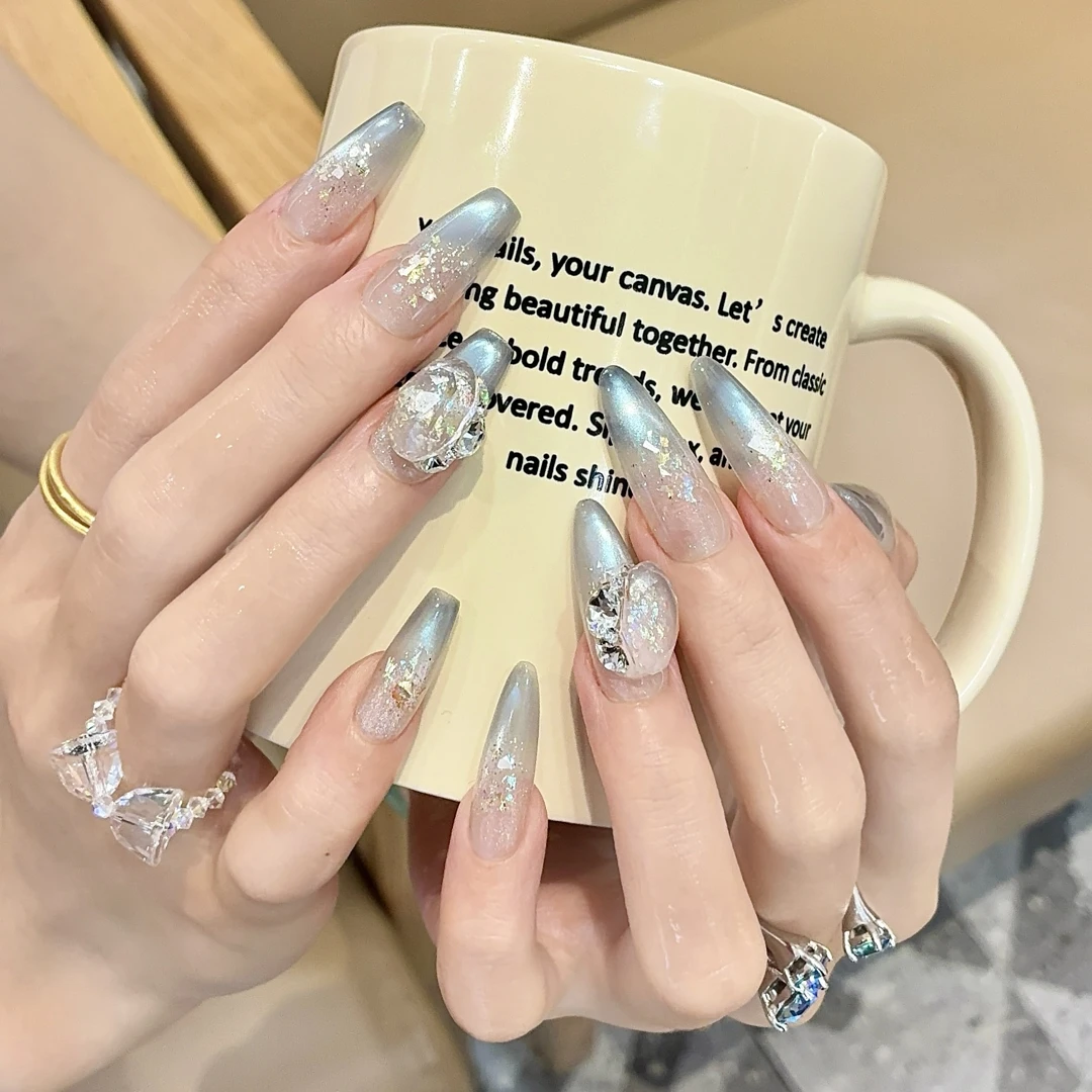 郭小双穿戴甲【幽蓝】全华版手工穿戴甲10片盒装-H31003