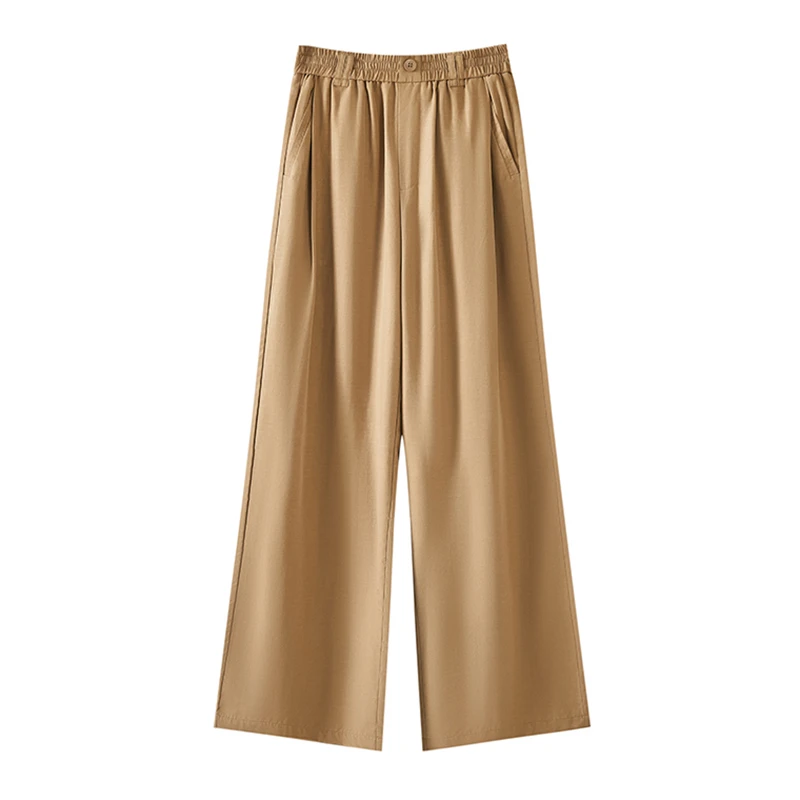 BONAS/天丝亚麻夏季轻奢高腰垂感宽松显瘦老钱风阔腿直筒裤8558-H