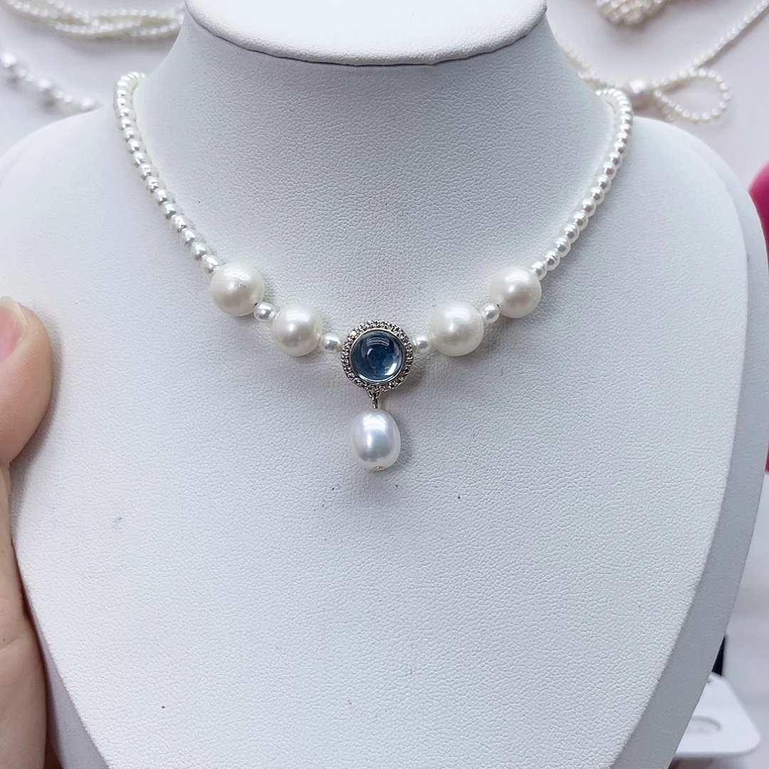 颈饰银S925镶嵌淡水珍珠