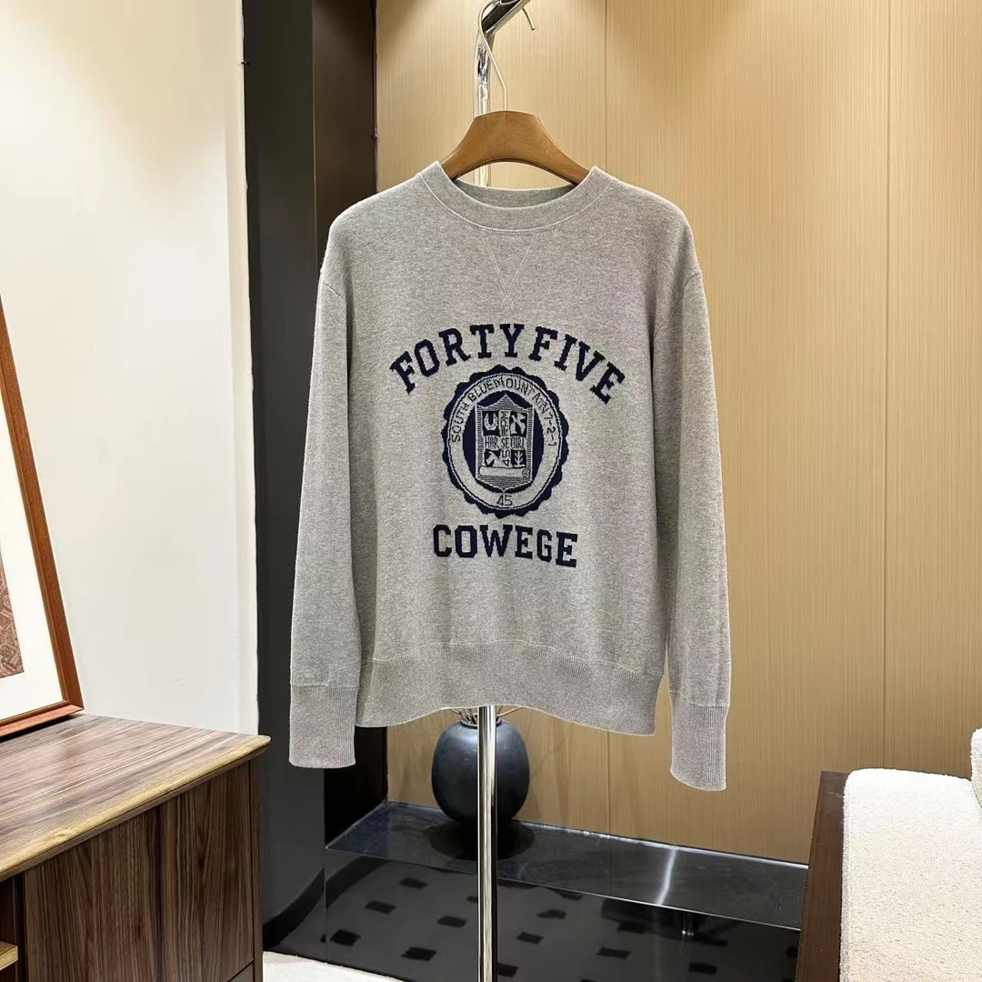 陈邓邓 25秋冬【日系】刺绣字母卫衣舒适柔软圆领针织上衣 3016