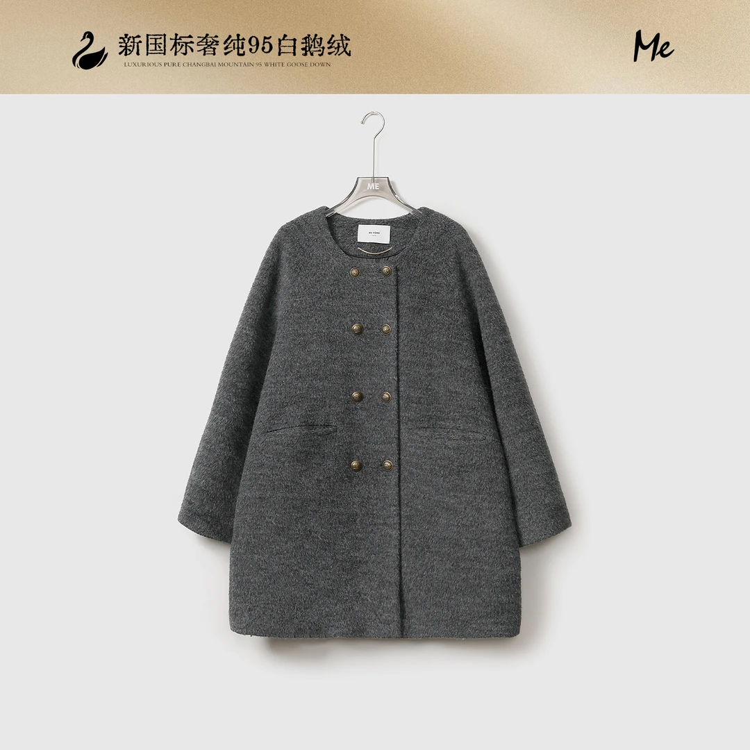 ME【福斯特】绵羊毛混纺95白鹅绒外套女士中长款保暖羽绒服MEQA2835