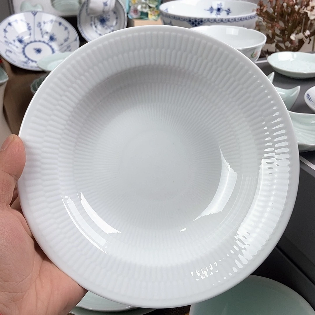 瓷片厚皮橙同款白色草帽盘