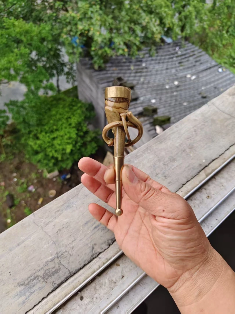 竹子烟斗贵州竹子烟杆手工制作纯铜包制竹子老巴斗竹丫老式小烟斗