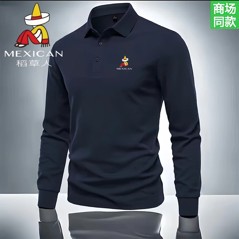 稻草人运动翻领polo衫春秋男士长袖内衣韩版百搭薄款潮流打底衫