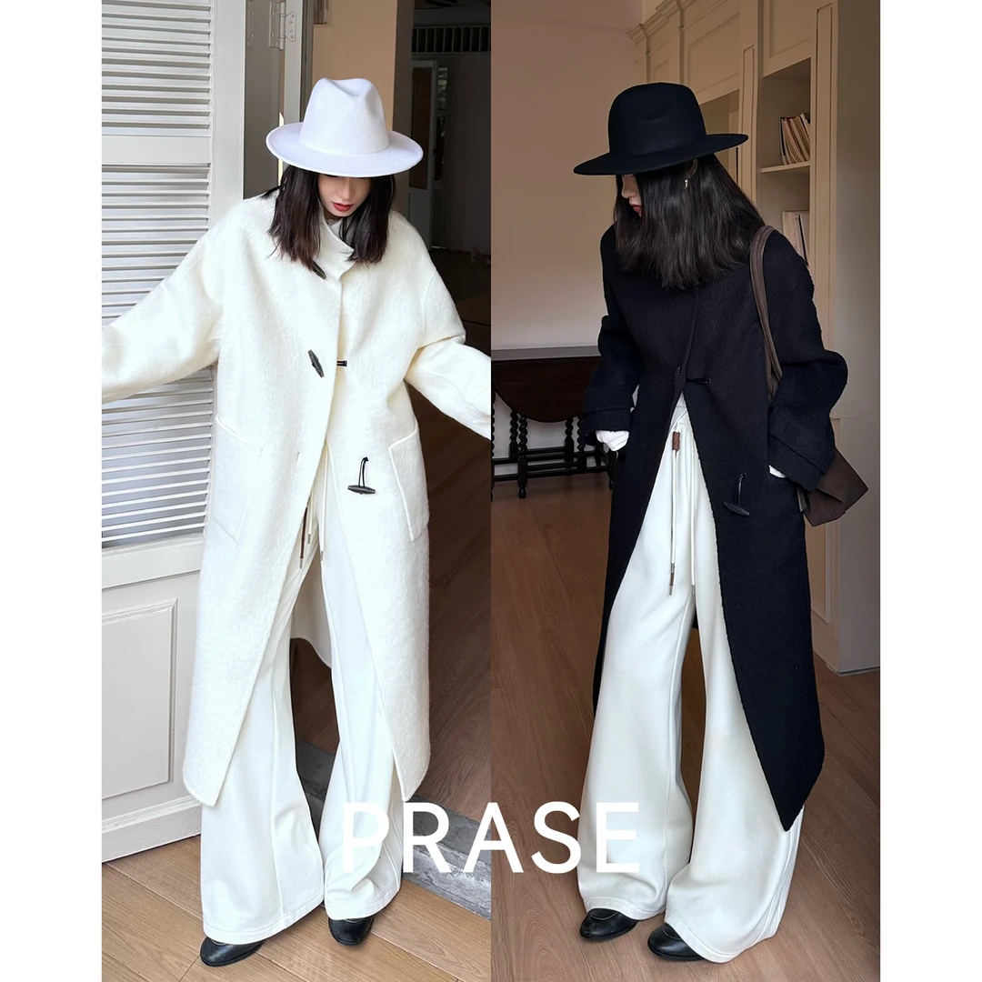 PRASE·噜【初雪画报】苏力羊驼羊毛大衣冬英伦风双面呢外套女PR3851