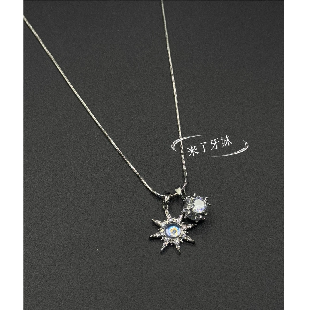 合金项链 八芒星大锆项链XL267欧美小众设计感精致时尚