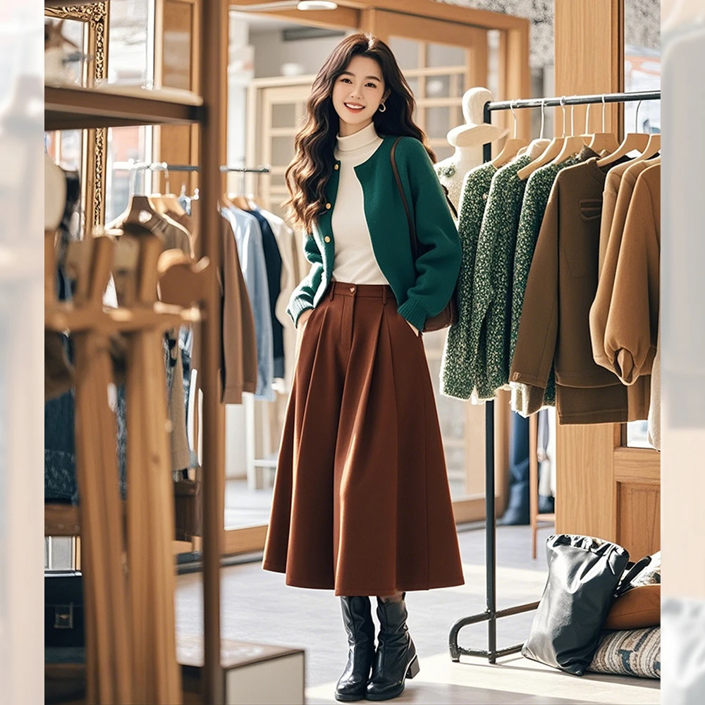 春秋季新款女装时尚法式复古针织两件套装半身裙子洋气通勤轻熟风