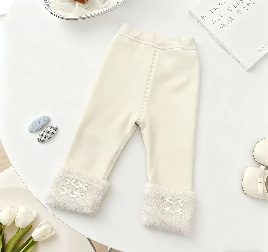 One朵~蝴蝶结加绒打底裤