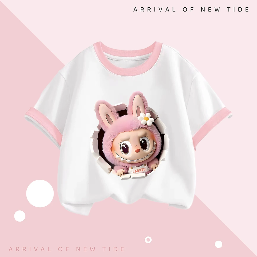 百搭宽松夏季T恤拉布布半袖t恤女童网红时尚纯棉洋气女孩短袖上衣