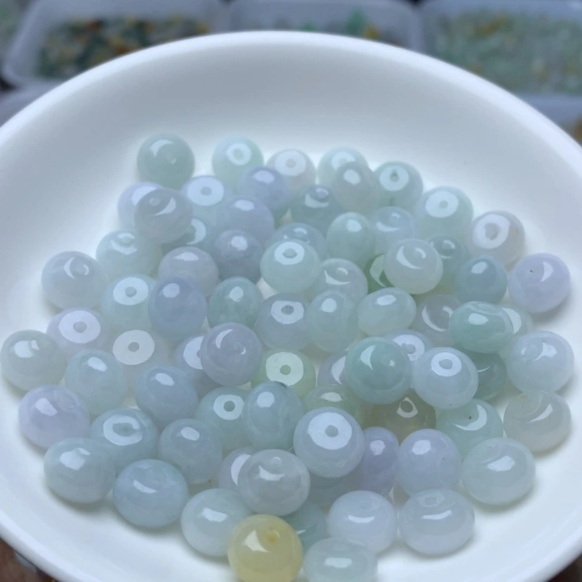 【闪购商品】翡翠手链未镶嵌卡6*9老胶鼓珠40颗