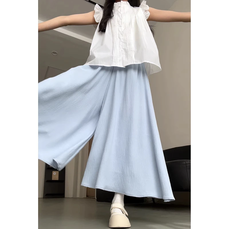 女2025新款简约高腰显瘦设计垂感阔腿裤夏季薄款禅意裤子