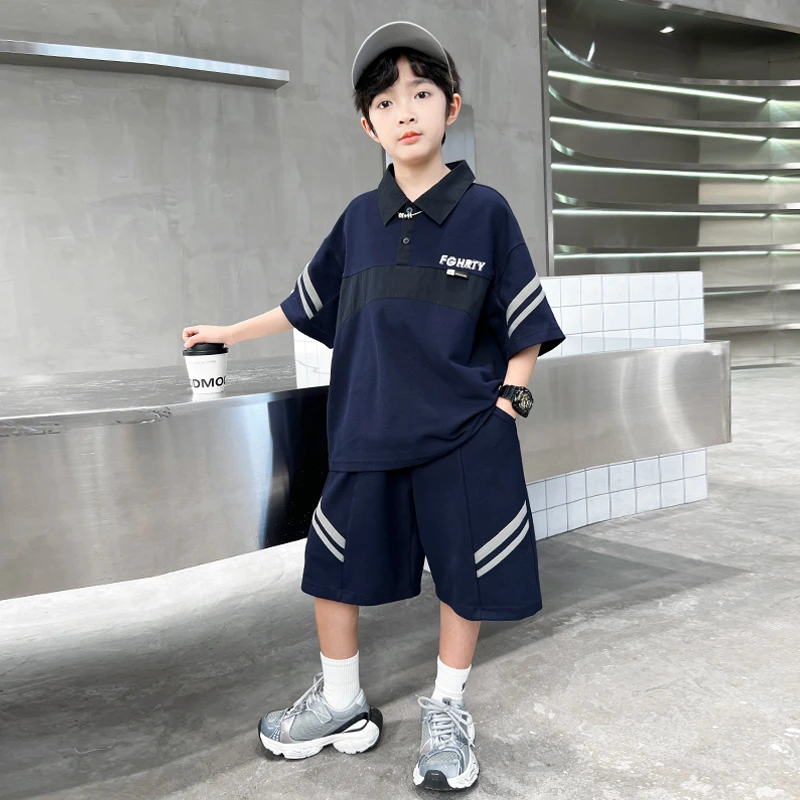 男童夏款套装2025新款宽松短袖中大童两件套潮【QSX-DR】B5181